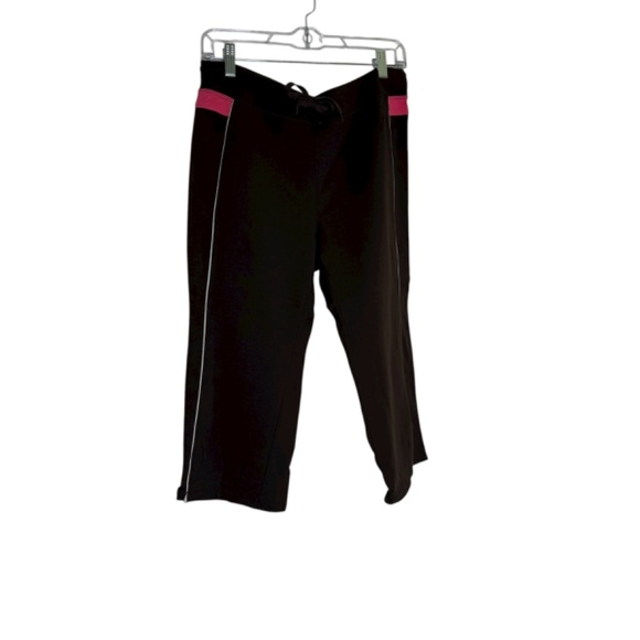 bcg Brown/Pink Capri Elastic/Drawstring Waist Hidden Pocket Leggings Size L - Picture 5 of 6